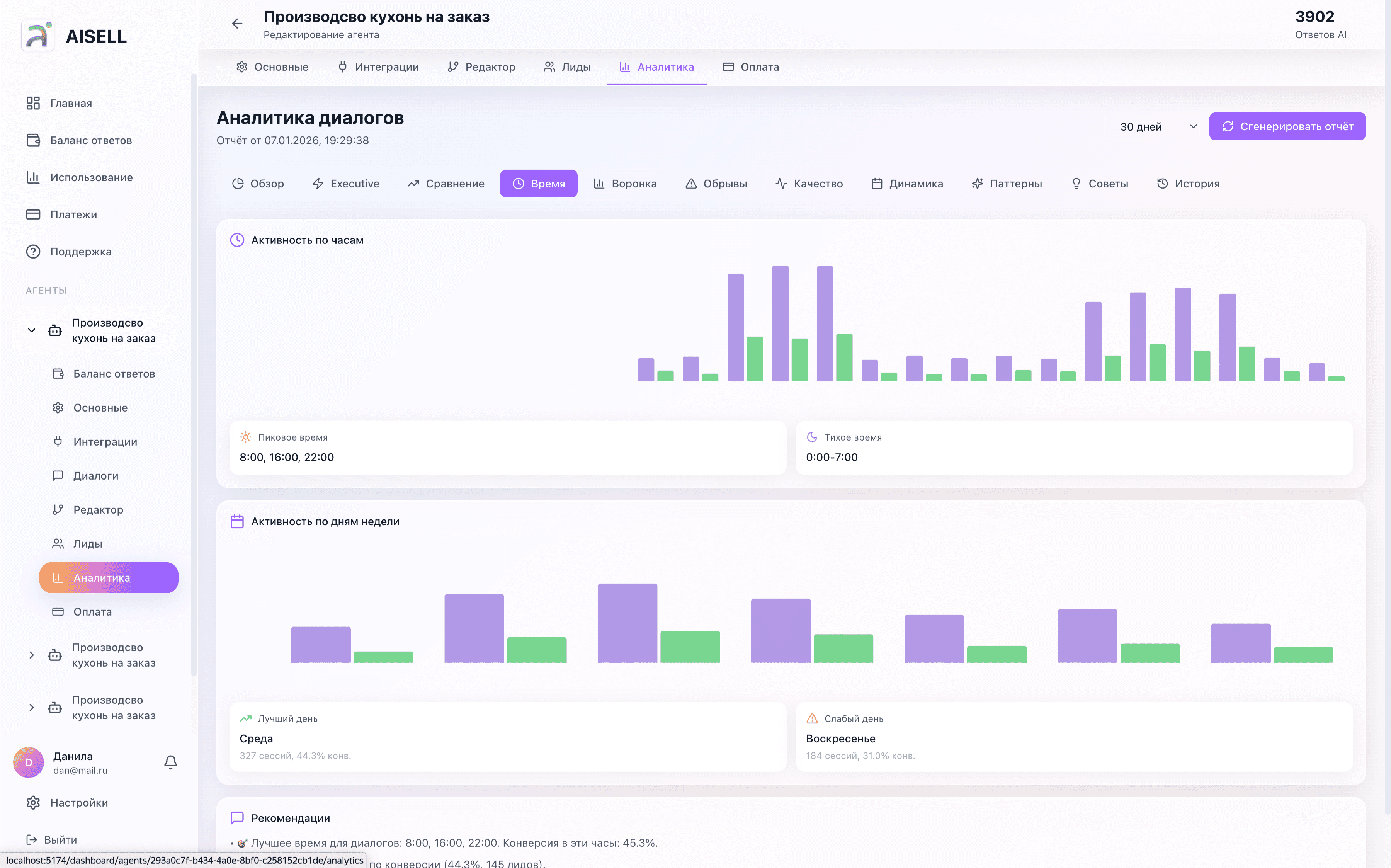 Распределение по времени
